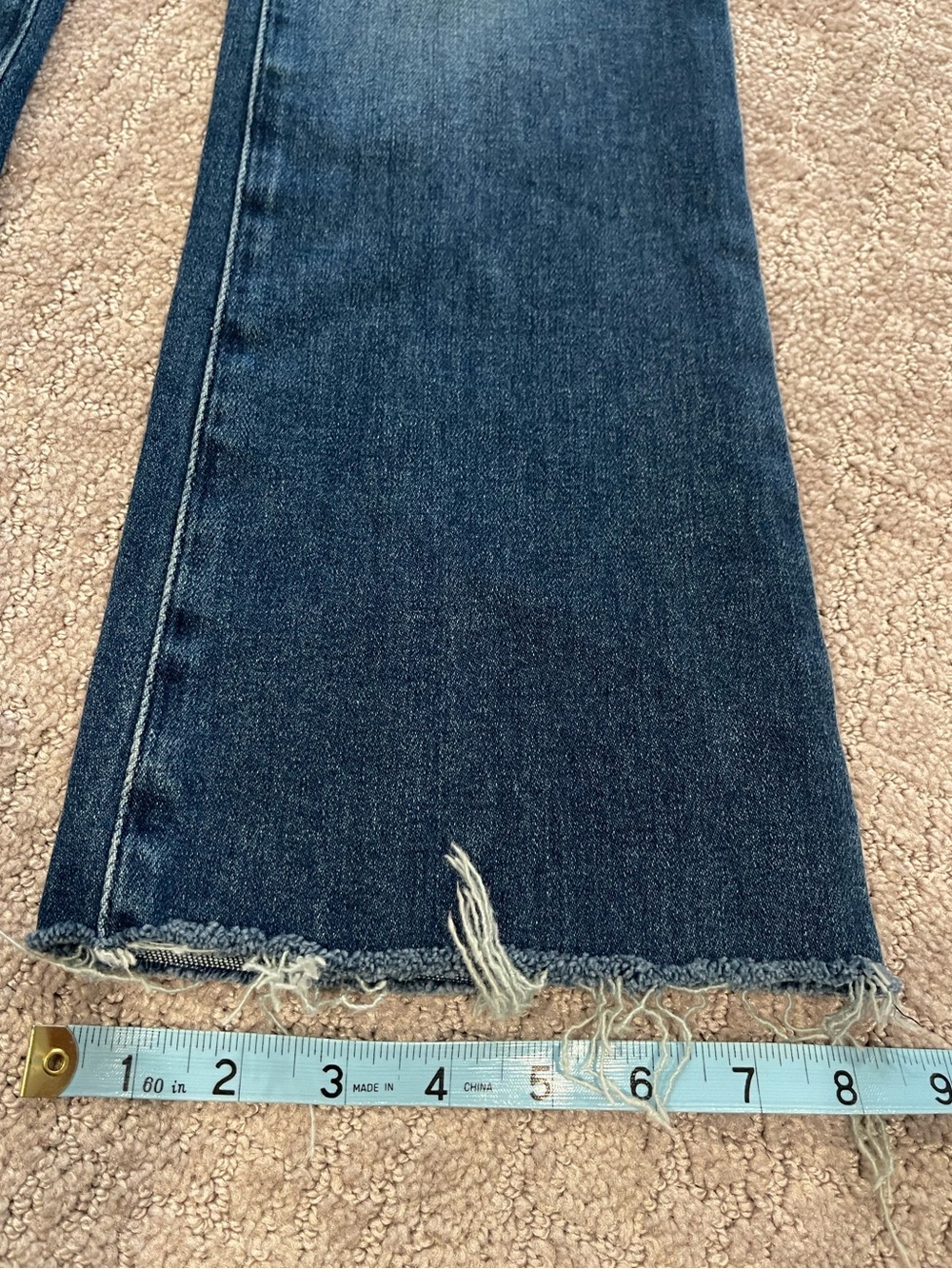 PAIGE Laurel Canyon, Boot Cut, High Rise Jeans, Medium Wash, Raw Hem, Size 27 - Picture 9 of 13